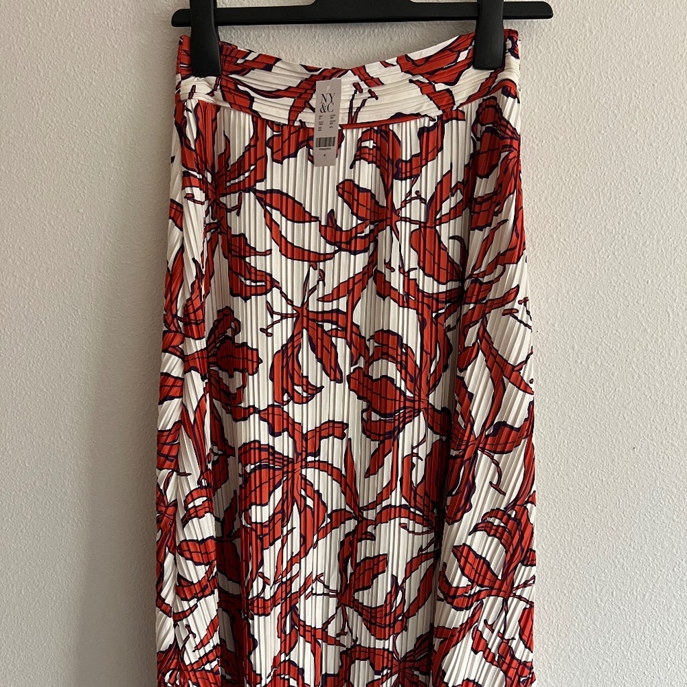 Summer Pleated A-Line Midi Skirt Size 4